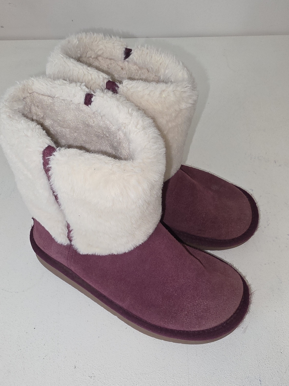 Koolaburra Kids Plum Suede Fleece-Lined Ankle Boots